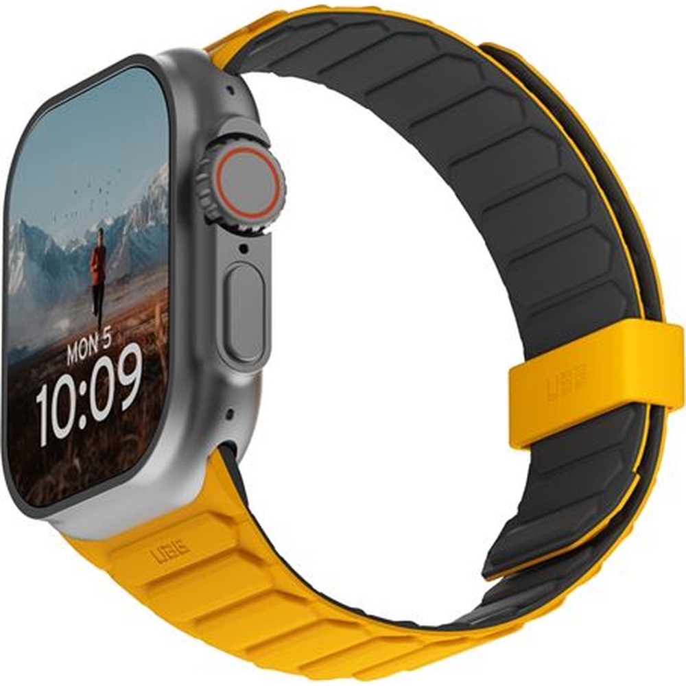 Pasek marki Urban Armor Gear z serii Pathfinder dla Apple Watch 49/46/45/44 mm, żółto-czarny